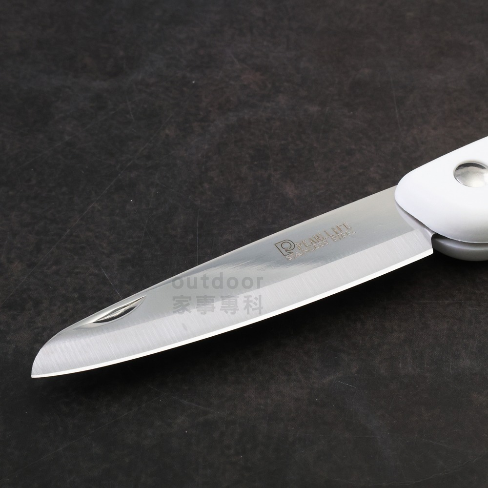 outdoor家事專科 日本Pearl Life 不銹鋼可折水果刀 摺疊水果刀 削皮刀 廚房刀具 白色 CC-1031-細節圖4