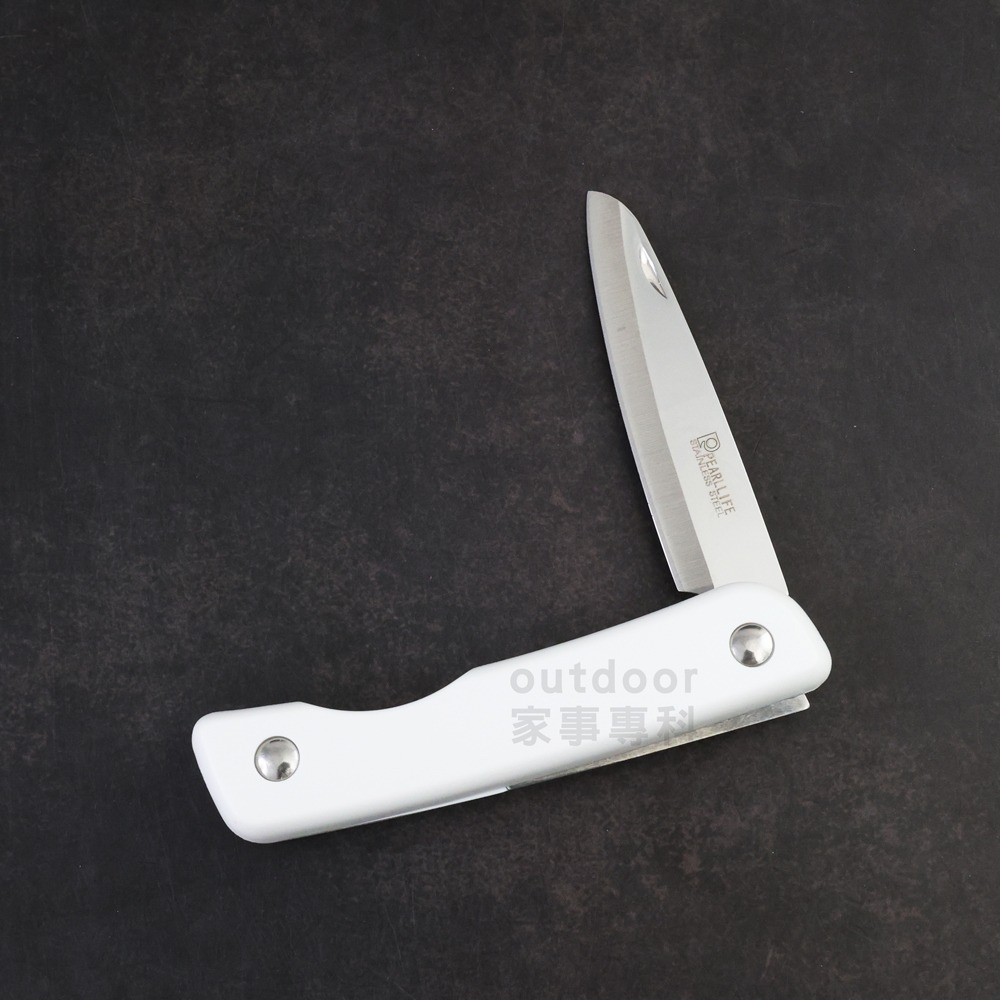 outdoor家事專科 日本Pearl Life 不銹鋼可折水果刀 摺疊水果刀 削皮刀 廚房刀具 白色 CC-1031-細節圖5