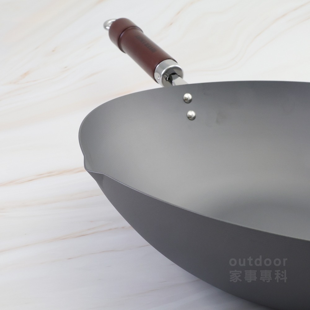 outdoor家事專科 日本製 KIWAME 日本極鐵 33CM 深色手把 極 窒化鐵鍋 北京鍋 RT-2933-細節圖5