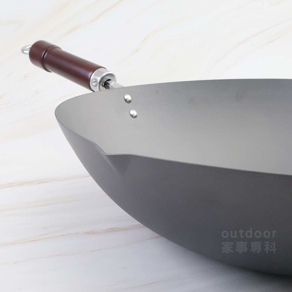 outdoor家事專科 日本製 KIWAME 日本極鐵 36CM 深色手把 極 窒化鐵鍋 北京鍋 RT-2936-細節圖5