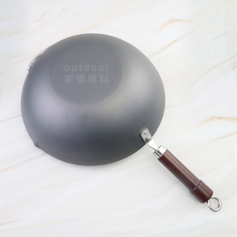 outdoor家事專科 日本製 KIWAME 日本極鐵 36CM 深色手把 極 窒化鐵鍋 北京鍋 RT-2936-細節圖6