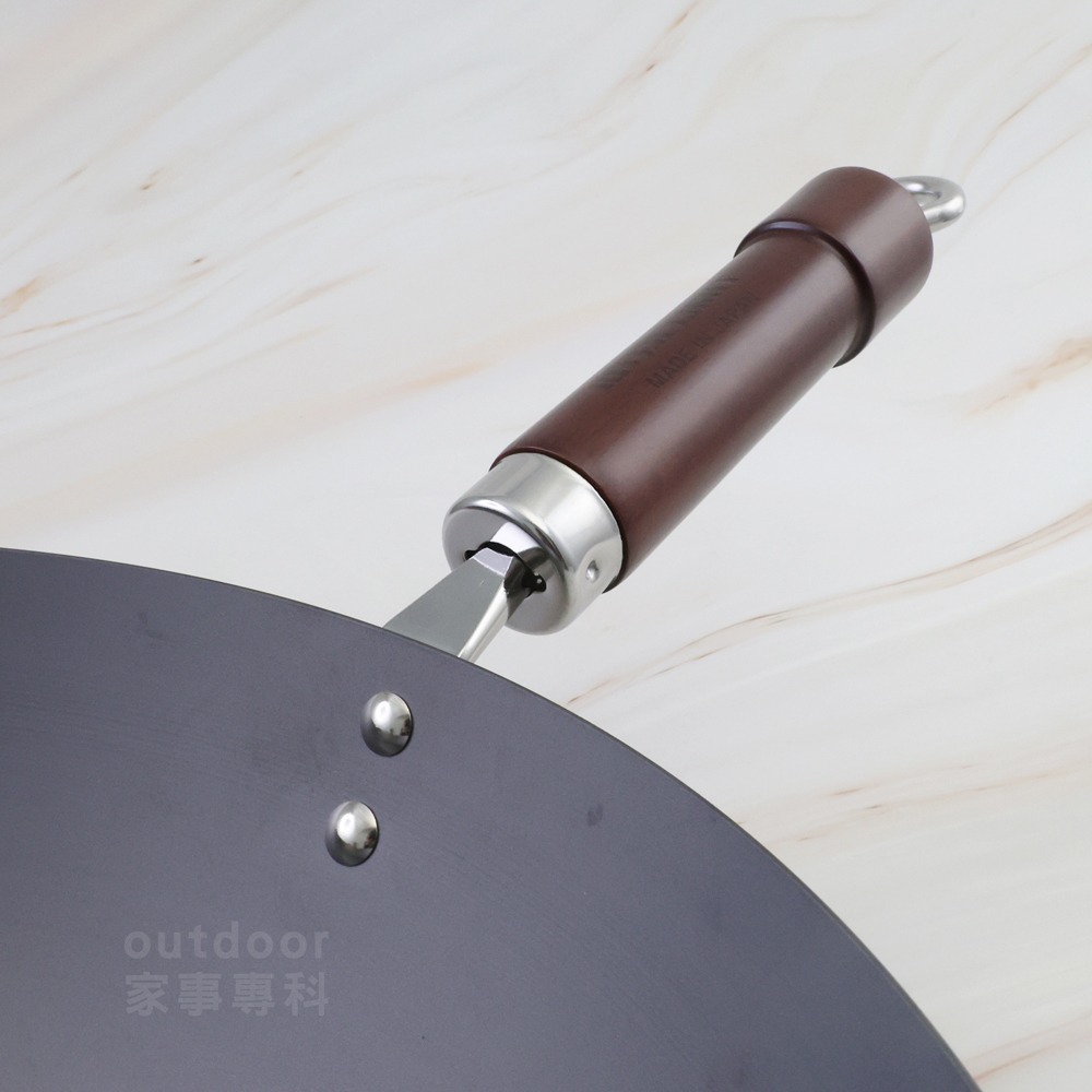 outdoor家事專科 日本製 KIWAME 日本極鐵 36CM 深色手把 極 窒化鐵鍋 北京鍋 RT-2936-細節圖7