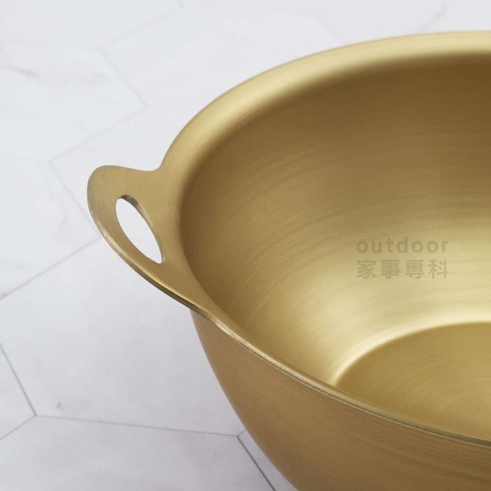 outdoor家事專科 日本製北陸hokua 小傳具附柄調理碗12/14/16/18cm霧金 A-1462/3/4/5-細節圖6