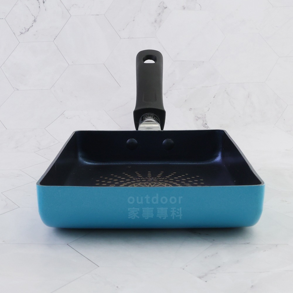 outdoor家事專科 日本和平FREIZ 藍礦鑽石不沾玉子燒鍋13x18cm 煎蛋鍋 IH爐可用 藍色 BR-8244-細節圖9