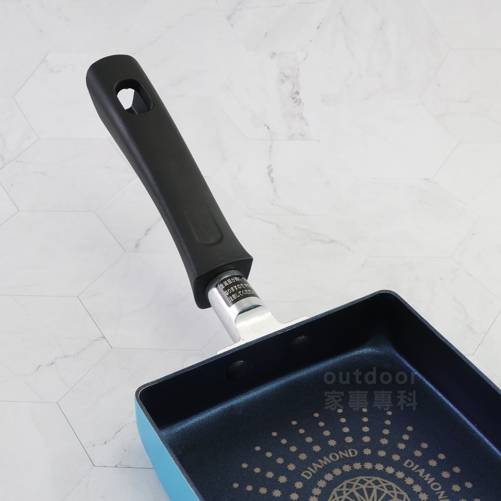 outdoor家事專科 日本和平FREIZ 藍礦鑽石不沾玉子燒鍋13x18cm 煎蛋鍋 IH爐可用 藍色 BR-8244-細節圖10