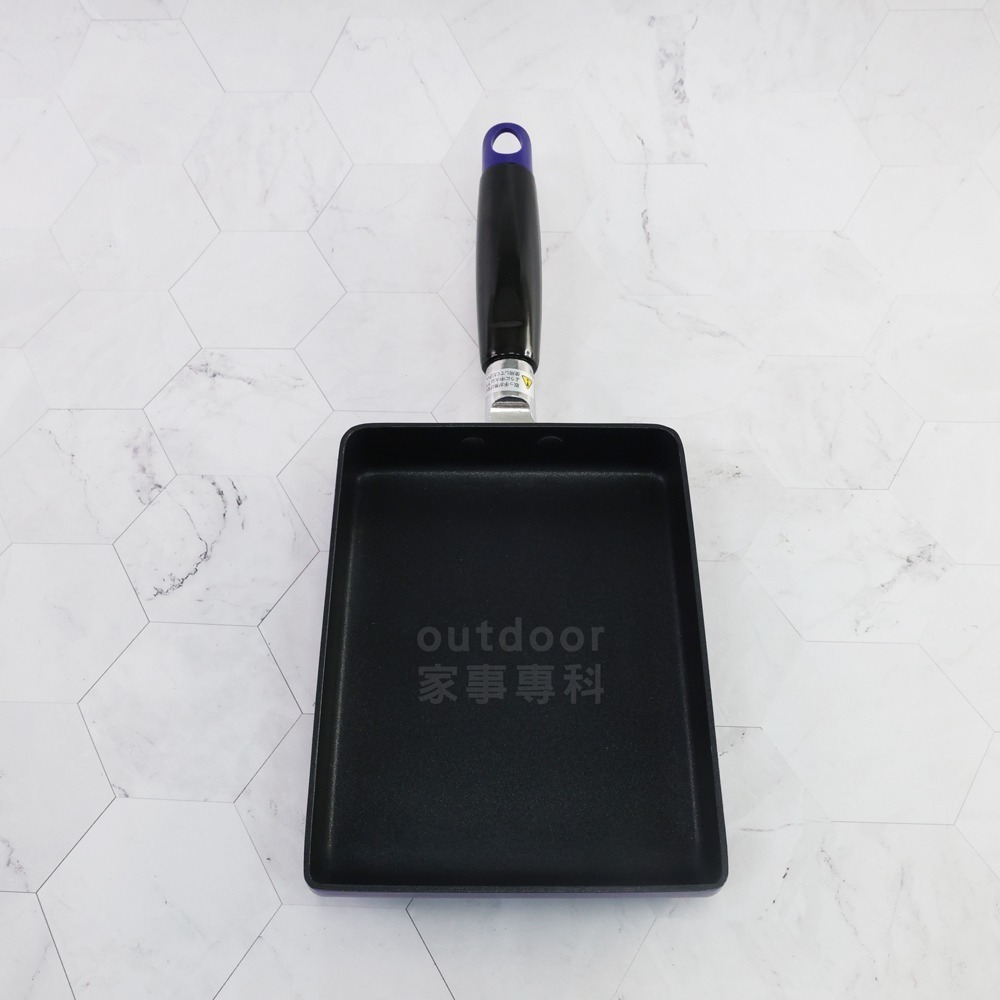 outdoor家事專科 日本和平FREIZ 不沾玉子燒鍋 13x18cm 煎蛋鍋 直火專用 寶藍色 COM-9708-細節圖2