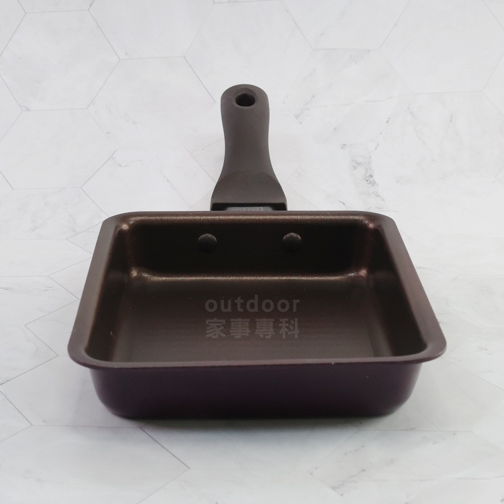 outdoor家事專科 日本和平FREIZ 深形不沾玉子燒鍋13x18cm 直火/IH爐 暗紫色 內咖啡 RB-1539-細節圖5