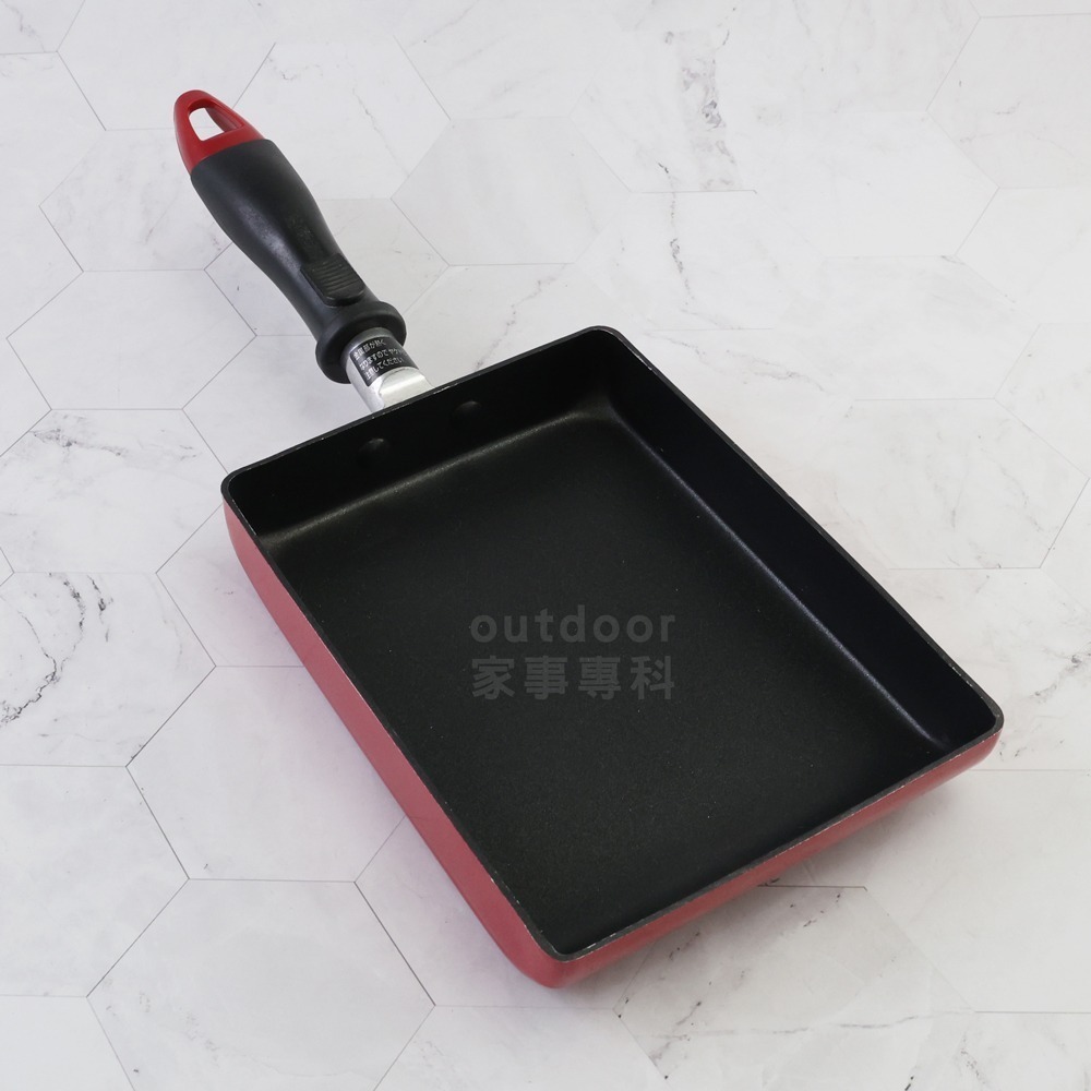 outdoor家事專科 日本和平FREIZ 不沾玉子燒鍋 13x18cm 煎蛋鍋 直火專用 紅色 UR-7818-細節圖2