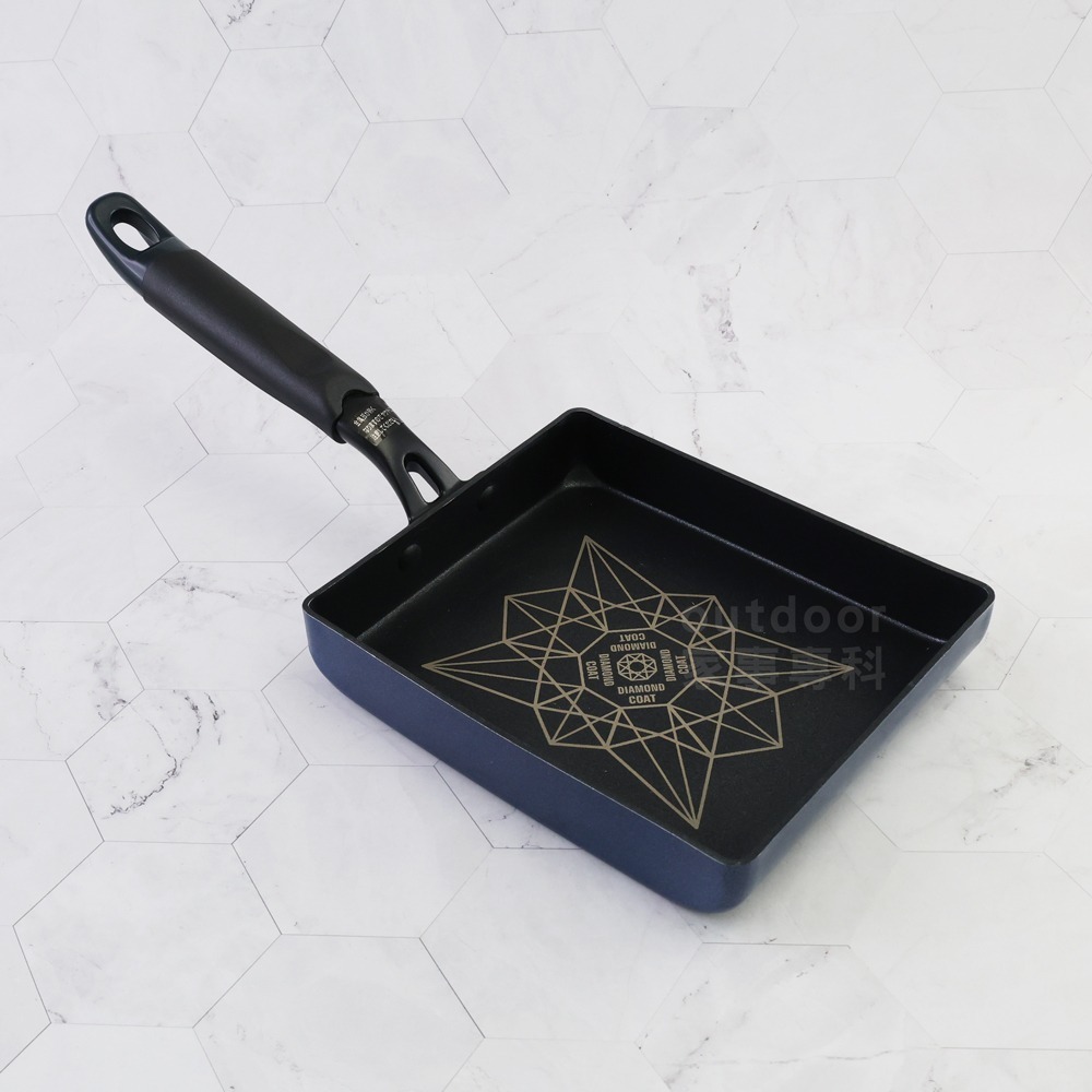 outdoor家事專科 日本和平FREIZ鑽石不沾玉子燒鍋15x18cm IH爐 帝蒙Diamode深藍 DR-5011-細節圖2
