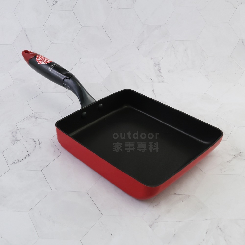 outdoor家事專科 日本和平FREIZ 不沾玉子燒鍋15x18cm 煎蛋鍋 IH爐 紅色 MALUM MR-9124-細節圖2