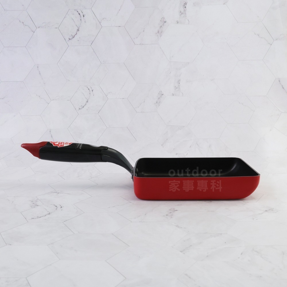 outdoor家事專科 日本和平FREIZ 不沾玉子燒鍋15x18cm 煎蛋鍋 IH爐 紅色 MALUM MR-9124-細節圖4
