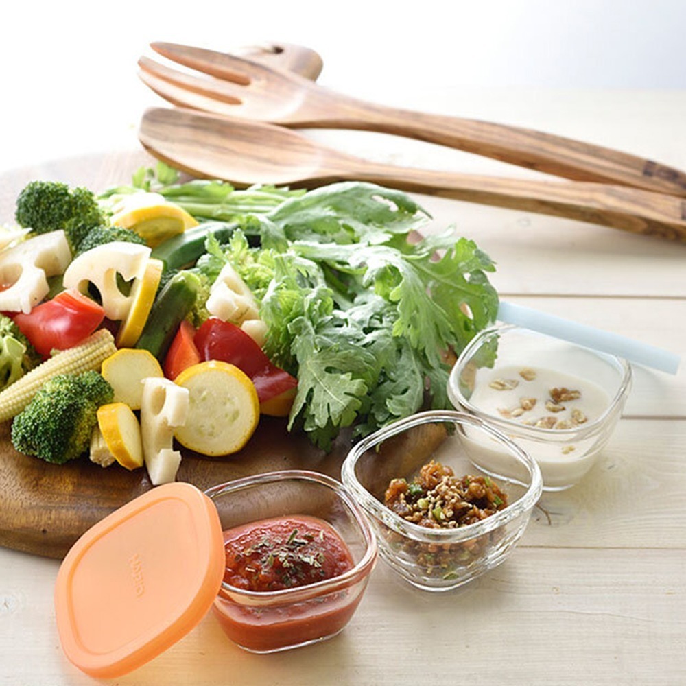 outdoor家事專科 日本 Hario矽膠蓋方形耐熱保鮮盒3件組 迷你保鮮盒 小菜 水果 110mlx白/藍/橘3入-細節圖10