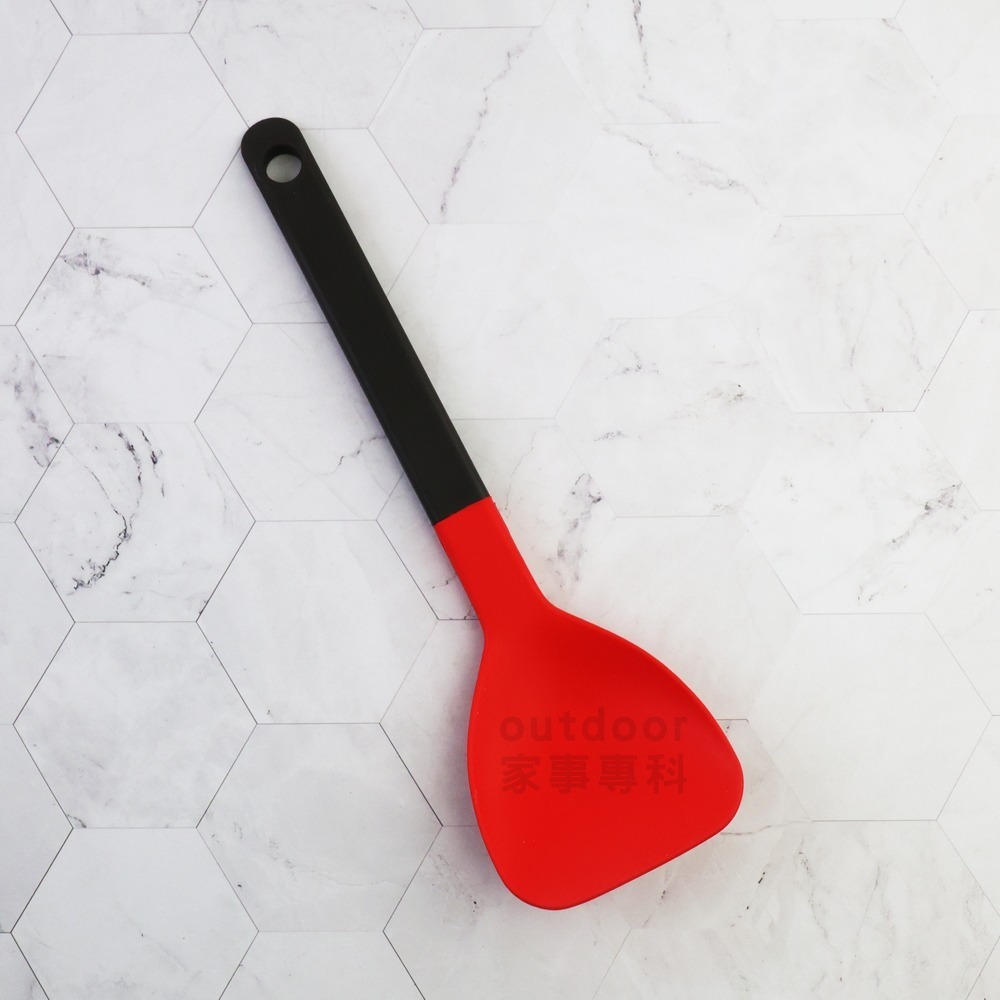outdoor家事專科 日本marna 耐熱矽膠鍋鏟 煎匙 開罐 多用途廚具 不沾鍋適用 29cm 紅色 K-286-R-細節圖2