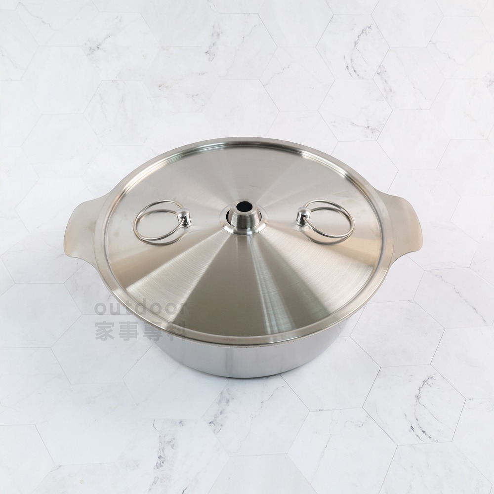 outdoor家事專科 日本製 Yoshikawa吉川 不銹鋼附蓋涮涮鍋 煙囪型 24cm 煙囪火鍋 贅Zei 直火專用-細節圖2