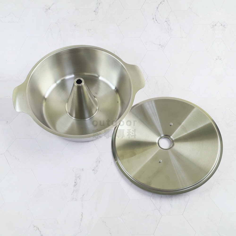 outdoor家事專科 日本製 Yoshikawa吉川 不銹鋼附蓋涮涮鍋 煙囪型 24cm 煙囪火鍋 贅Zei 直火專用-細節圖3