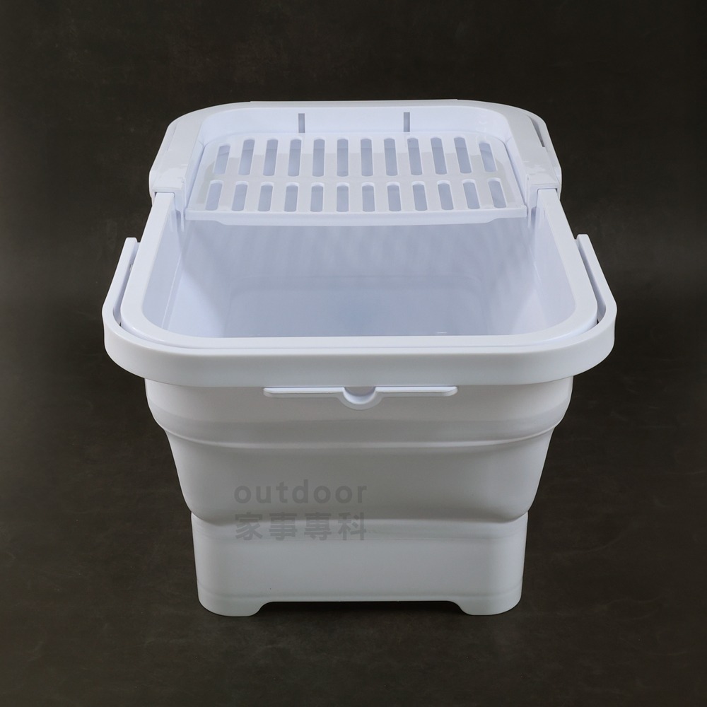 outdoor家事專科 日本製 iSETO伊勢藤 15L手提式摺疊洗滌桶 貓咪洗澡盆 附可拆式架版 洗滌盆 洗衣桶 水桶-細節圖5