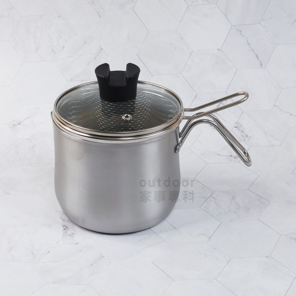 outdoor家事專科 日本製 Arnest 多功能不銹鋼附網附蓋單手鍋 14cm料理鍋 IH爐適用 逸品創物-細節圖2