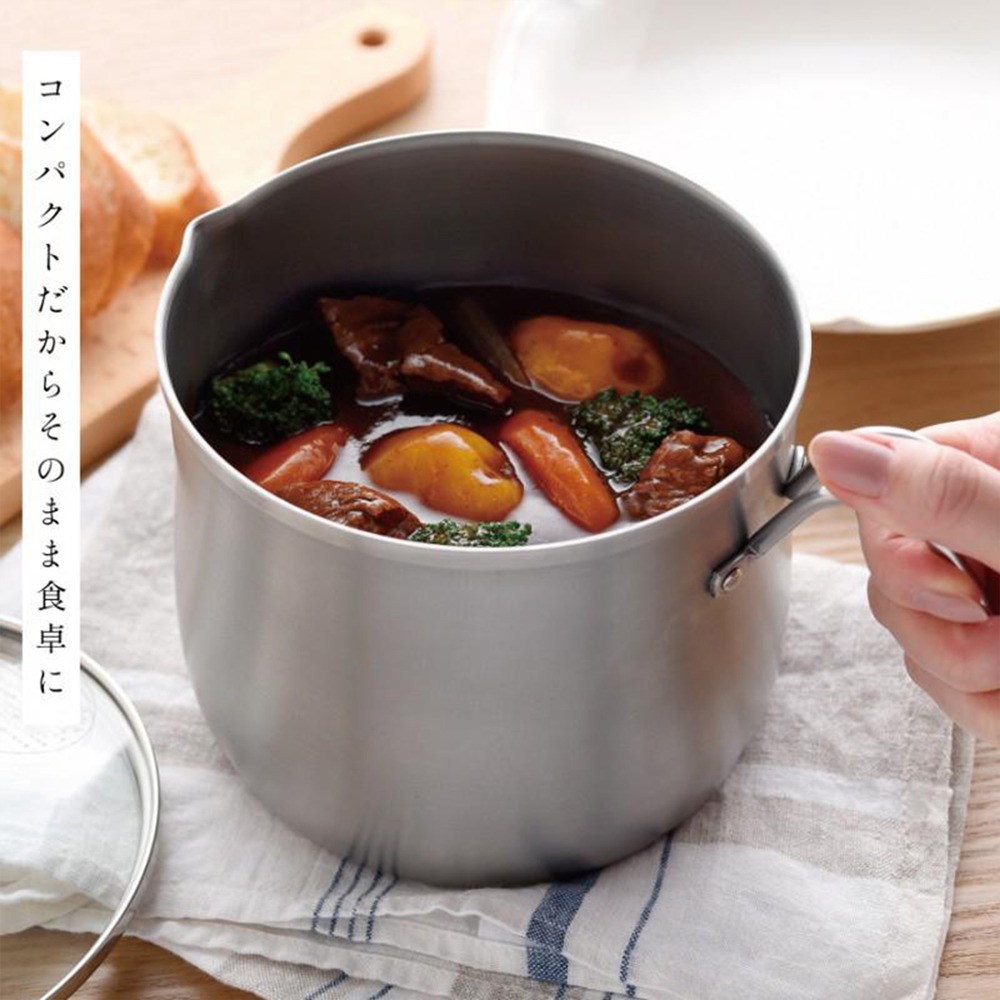 outdoor家事專科 日本製 Arnest 多功能不銹鋼附網附蓋單手鍋 14cm料理鍋 IH爐適用 逸品創物-細節圖10