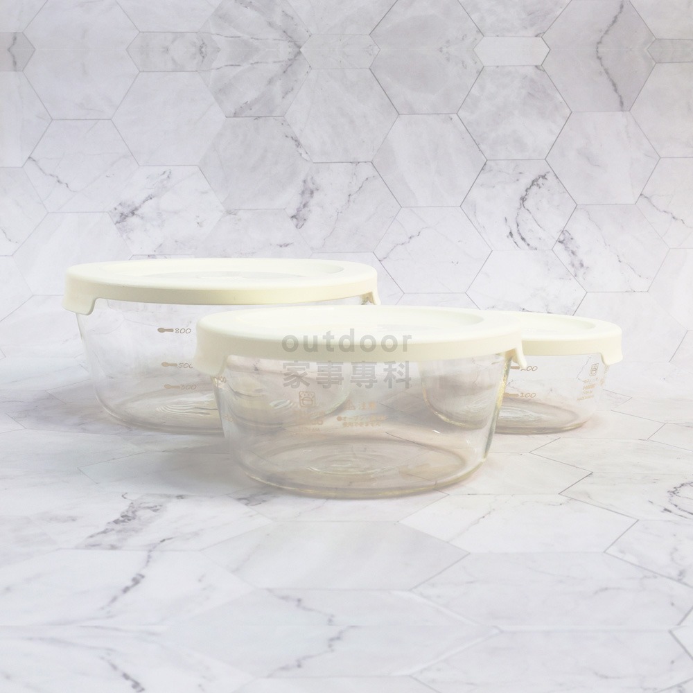 outdoor家事專科 日本製 HARIO 耐熱微波玻璃保鮮盒3入組 300/600/1200ml 小菜 水果 圓形-細節圖10