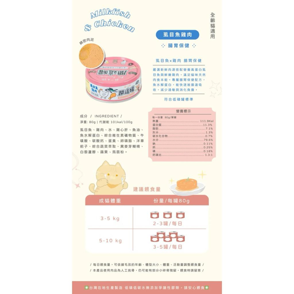 《買六罐送一條肉泥！買一箱送4條肉泥！愛吃鬼阿麥》寵心出發 開這罐主食罐80g 貓主食罐 主食罐頭 貓咪-細節圖2