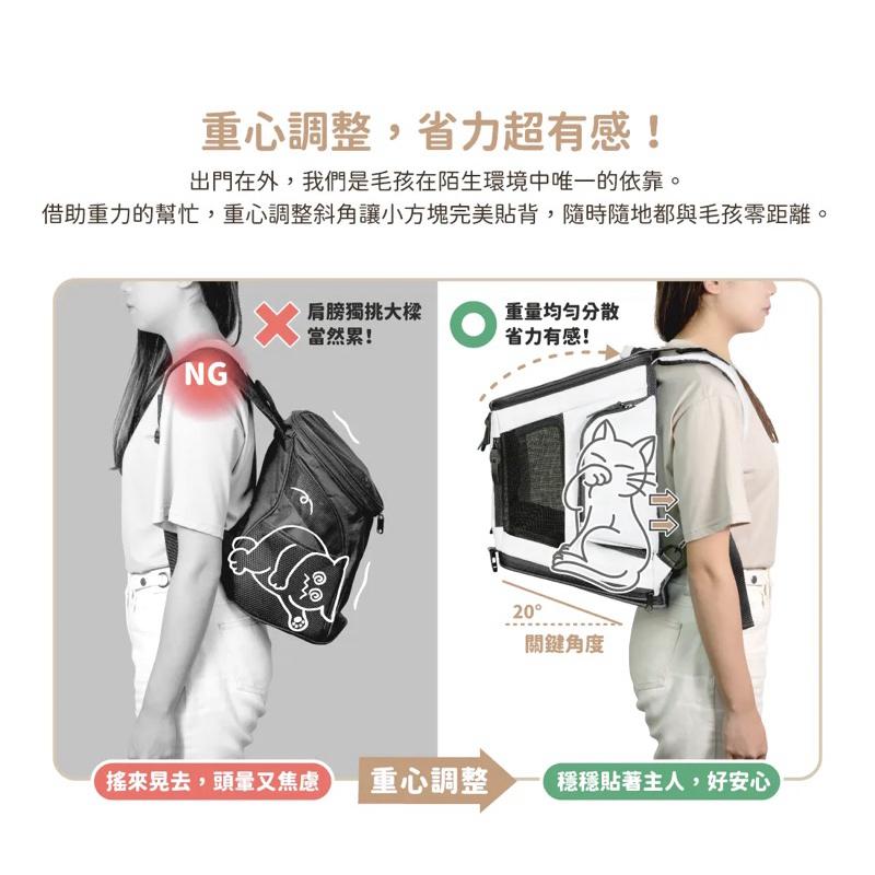 《愛吃鬼阿麥》買就送肉泥！汪喵星球 小方塊 二代 大空間 寵物外出包 寵物背包 寵物背袋 寵物手提包 寵物手提袋-細節圖2