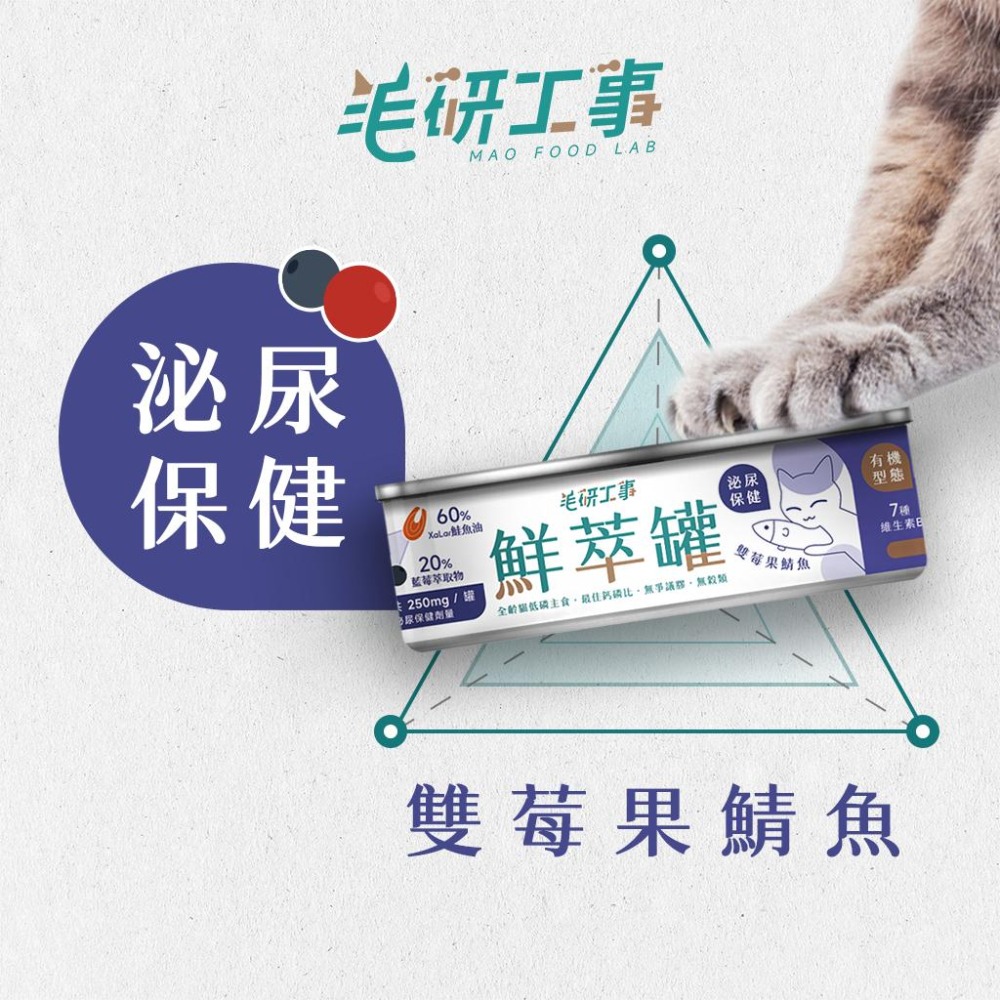 【毛研工事】鮮萃肉泥主食罐80g｜雙莓果鯖魚（泌尿保健）｜貓咪主食罐｜MIT無榖高含肉量｜全齡貓老貓幼貓-細節圖2