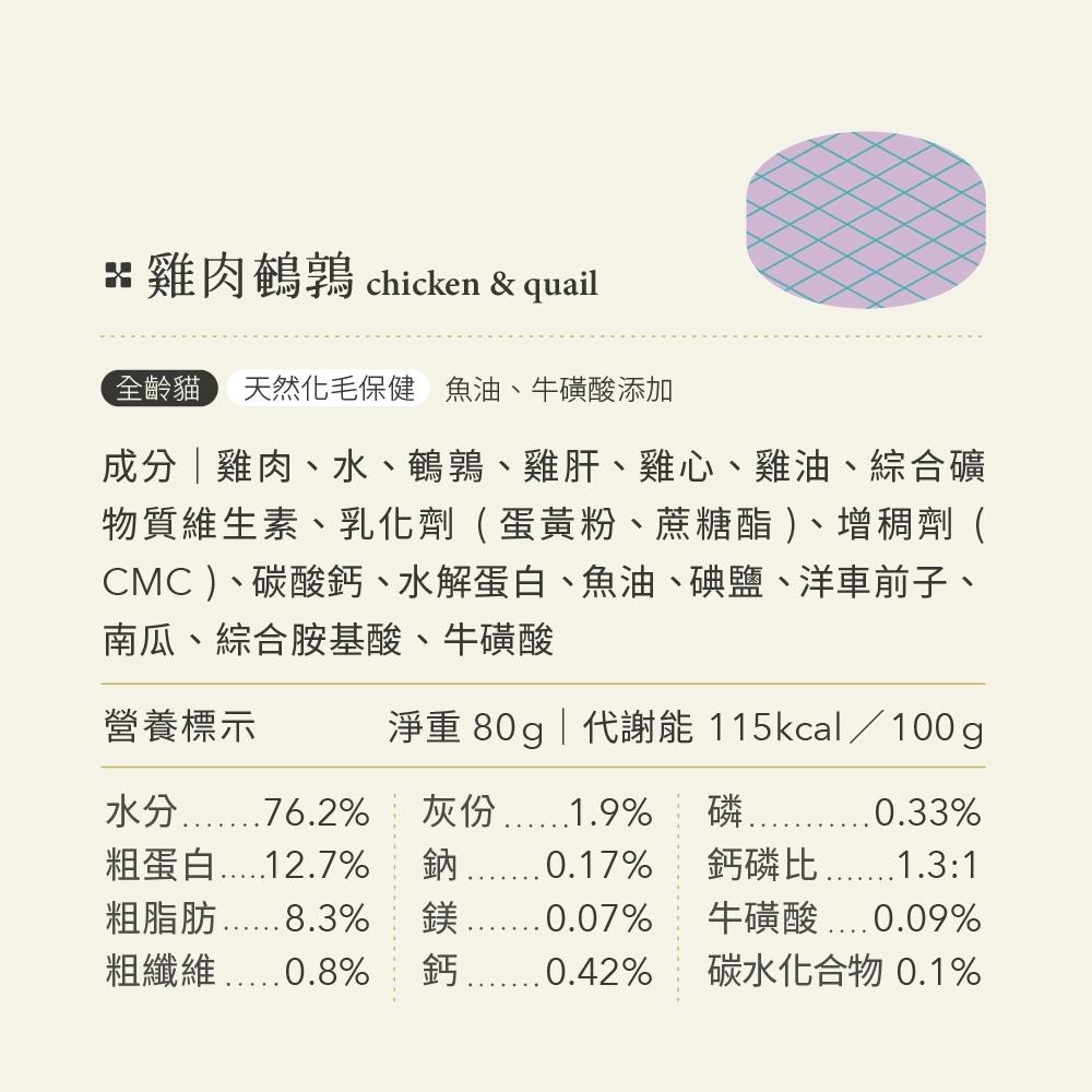 【喵皇奴】貓咪主食罐 80g｜鵪鶉+雞肉口味｜MIT無榖高含肉量｜泥狀慕絲狀｜全齡貓老貓幼貓成貓罐罐-細節圖9