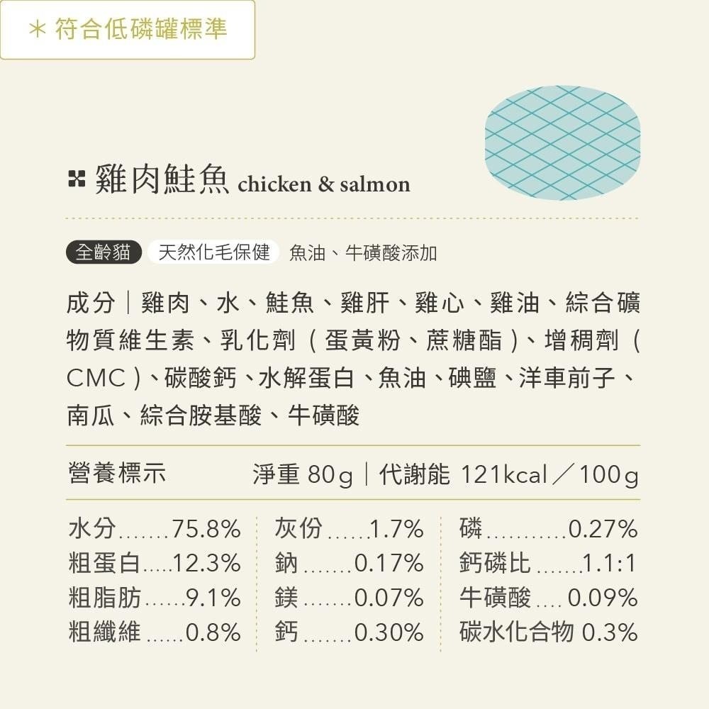 【喵皇奴】貓咪主食罐 80g｜鮭魚+雞肉口味｜MIT無榖高含肉量｜泥狀慕絲狀｜全齡貓老貓幼貓成貓罐罐-細節圖9