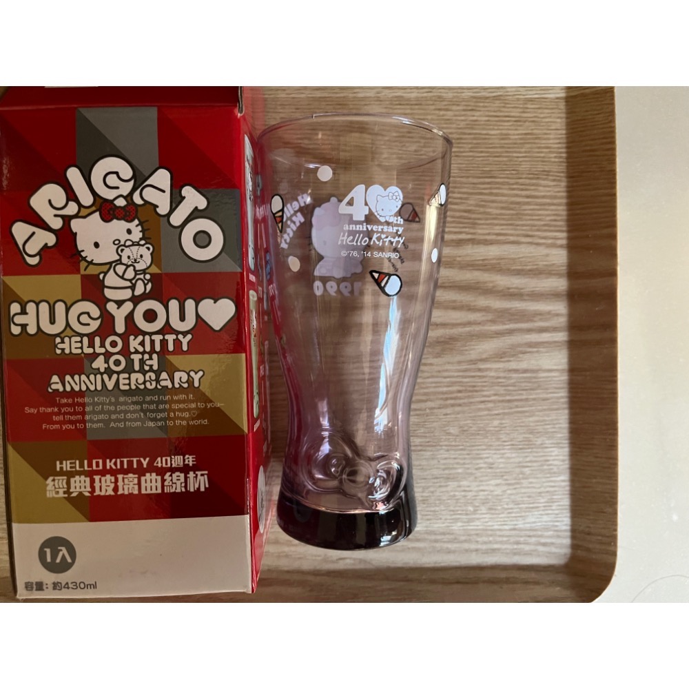 （全新）Hello kitty40th anniversary 經典玻璃曲線杯7-11集點聯名-細節圖3