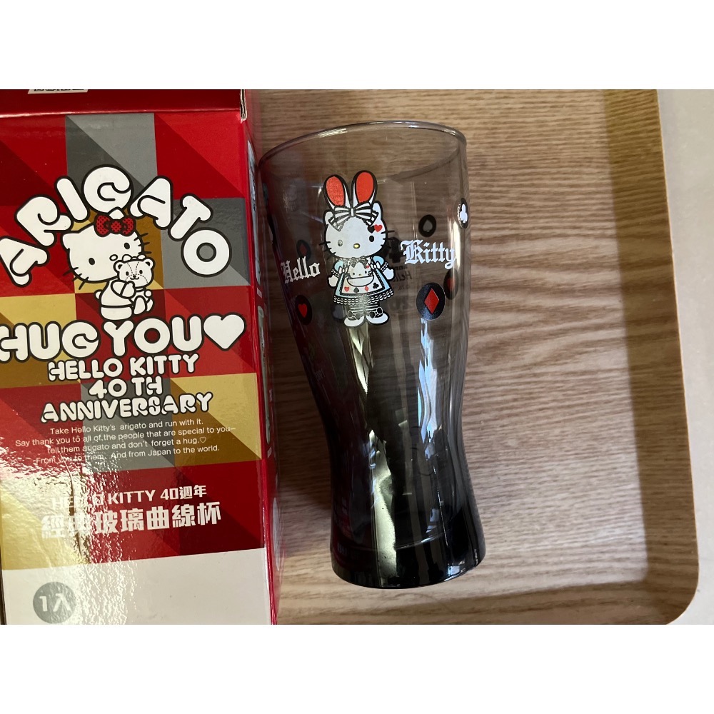 （全新）Hello kitty40th anniversary 經典玻璃曲線杯7-11集點聯名-細節圖4
