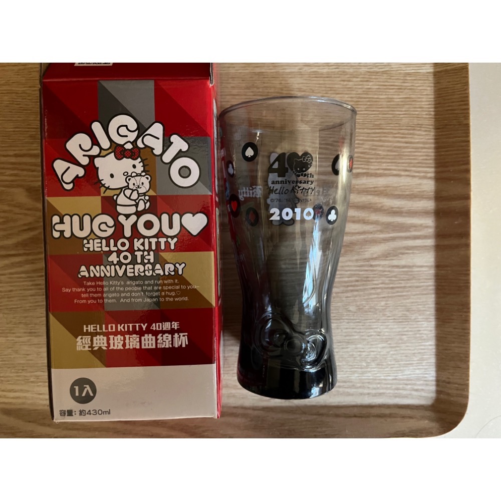 （全新）Hello kitty40th anniversary 經典玻璃曲線杯7-11集點聯名-細節圖5