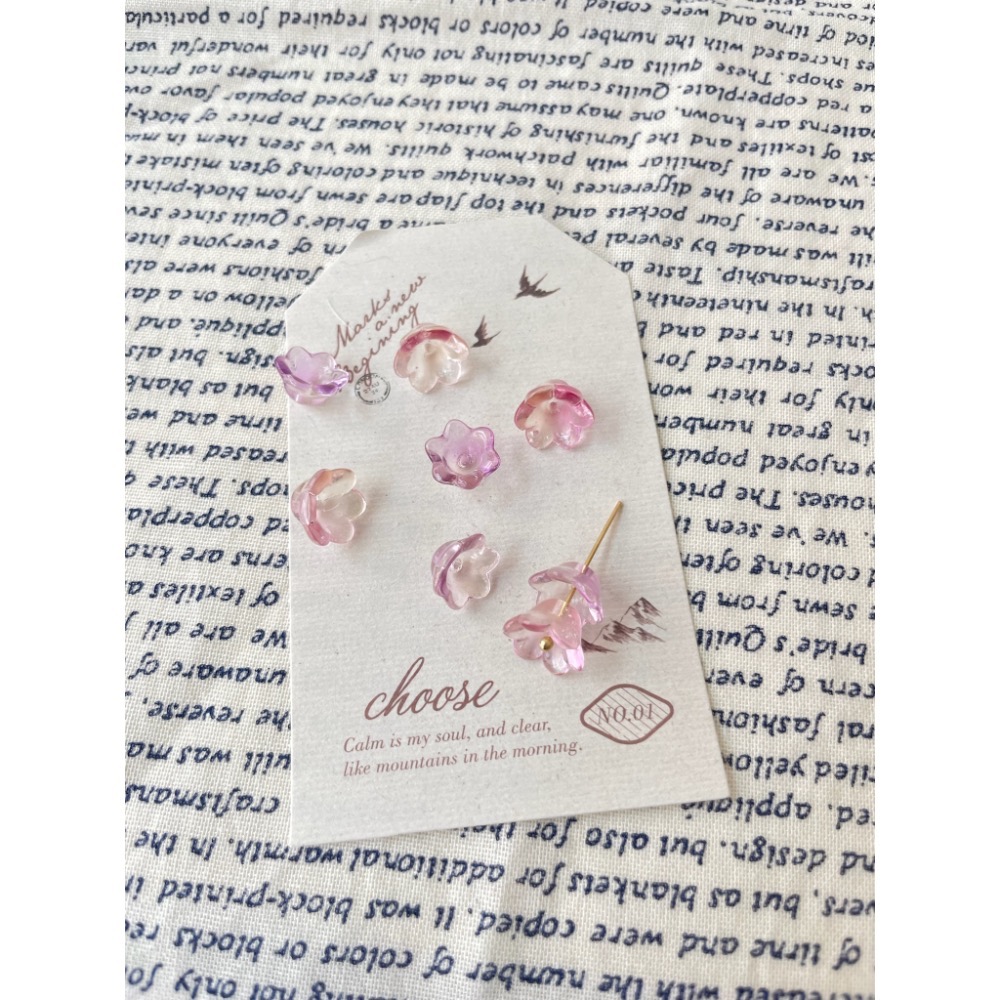 B009-現貨-11mm輕透灑金琉璃鈴蘭花/紫、粉-細節圖2