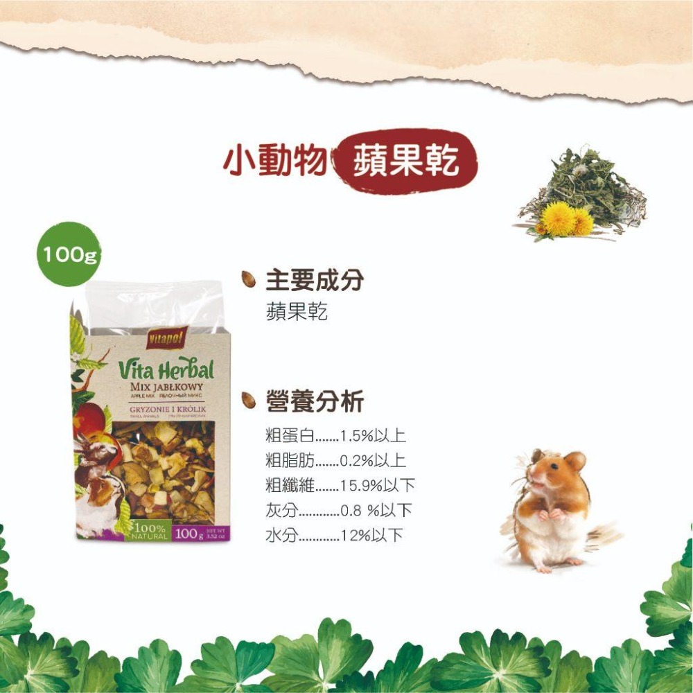 鼠兔天然蔬菜點心【Vitapol維他寶】蘋果乾 小動物點心 天然蘋果乾 乾燥蔬菜 天然蔬菜 兔子乾燥蔬菜 天竺鼠點心-細節圖2