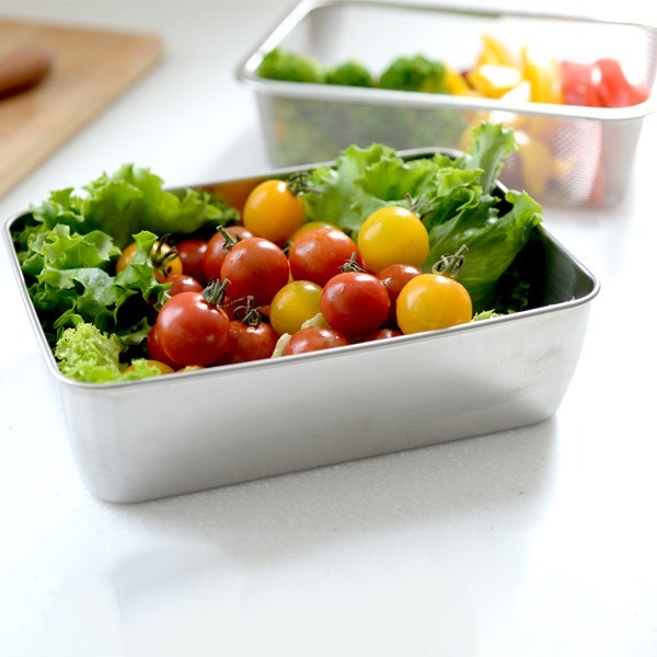 日本製 Arnest 三件組 深型 不鏽鋼保鮮盒+蓋+濾網 日本 多功能 滴水網 保鮮盒 瀝水-細節圖7