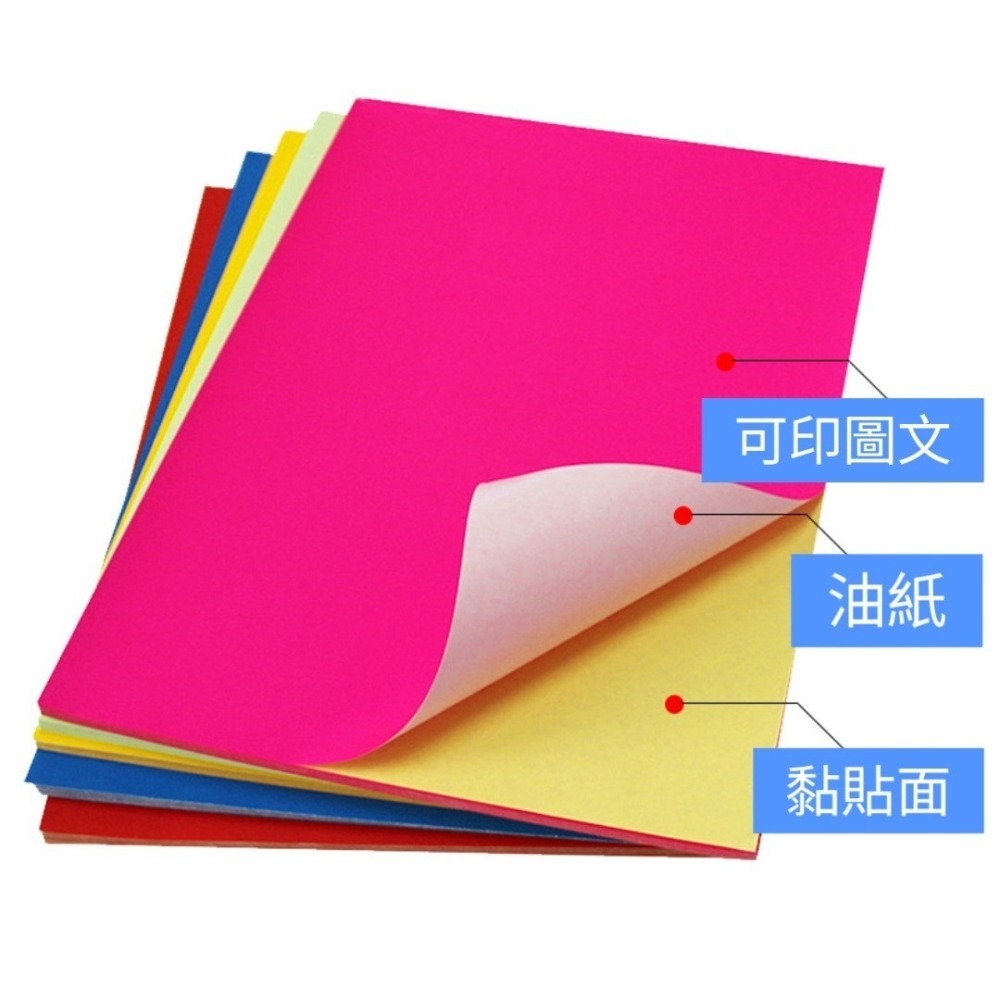 彩色可列印標籤貼紙10色A4(有背膠)(10張)-細節圖2