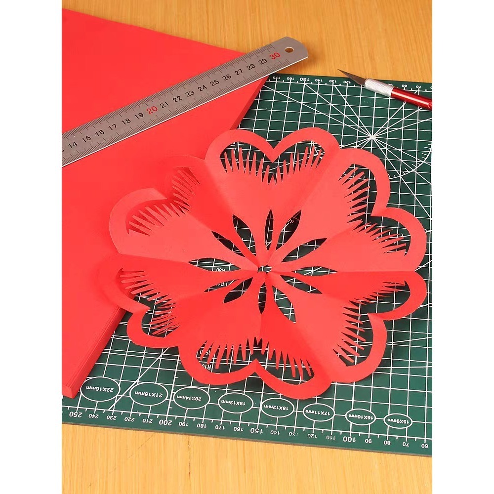 春節大紅色折紙剪紙A4(無背膠)(100張)-細節圖6