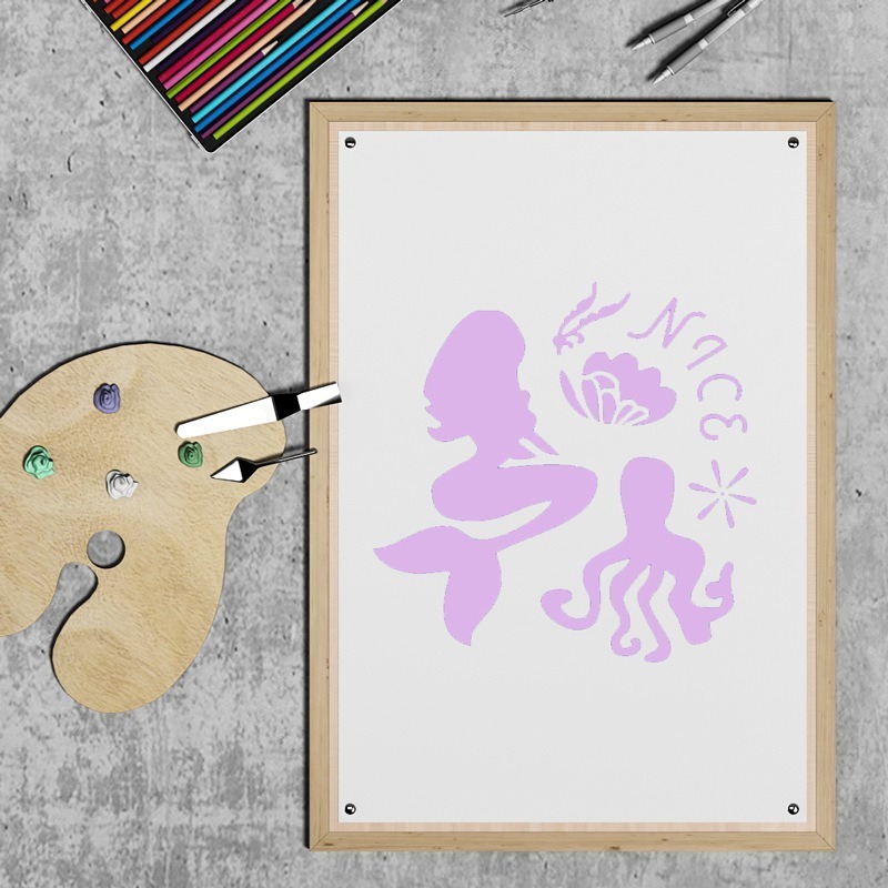 海洋動物美人魚主題繪畫模板(22片)-細節圖6