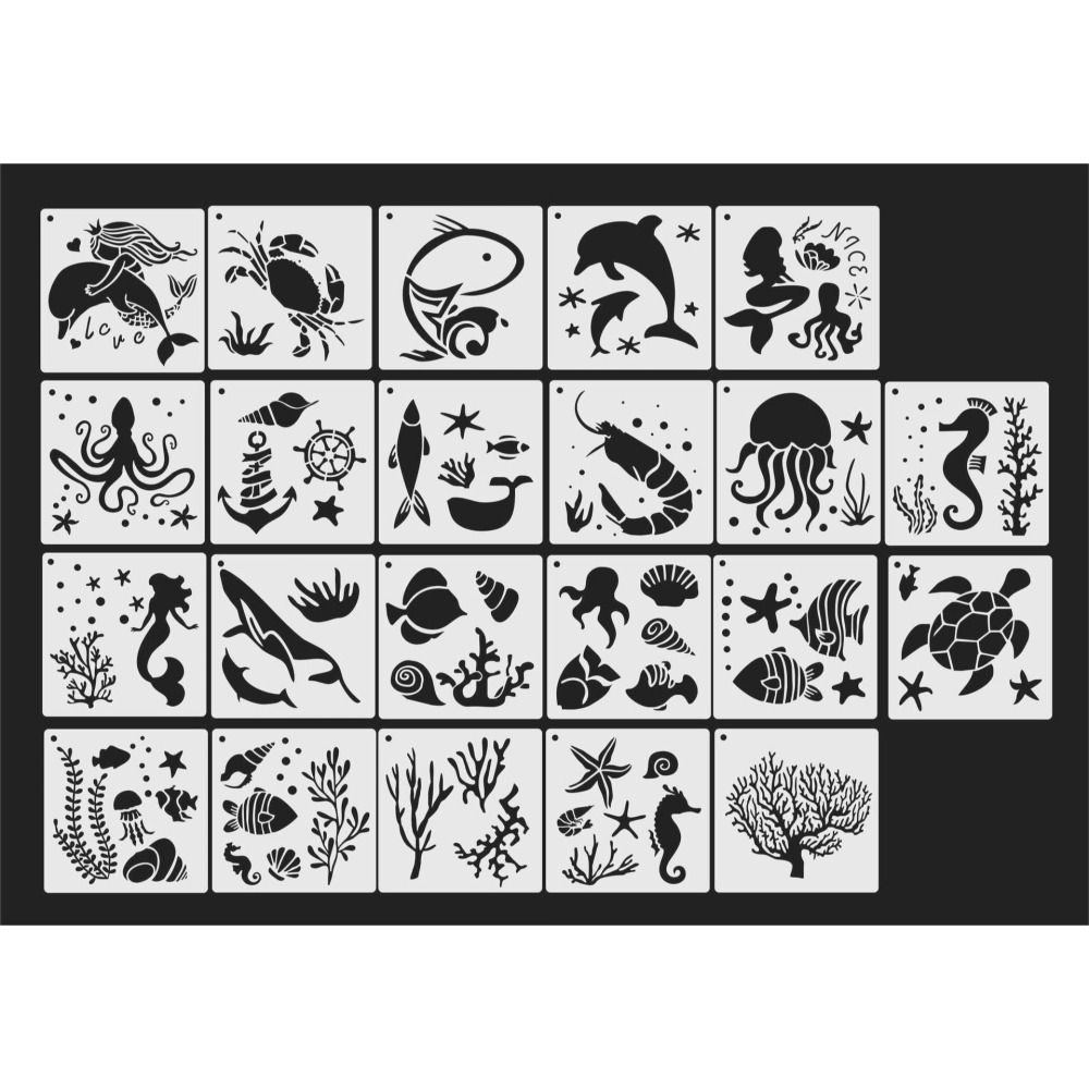 海洋動物美人魚主題繪畫模板(22片)-細節圖8