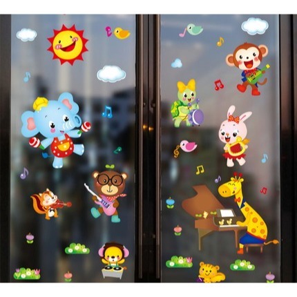 無痕玻璃佈置靜電貼（動物音樂節）-規格圖3