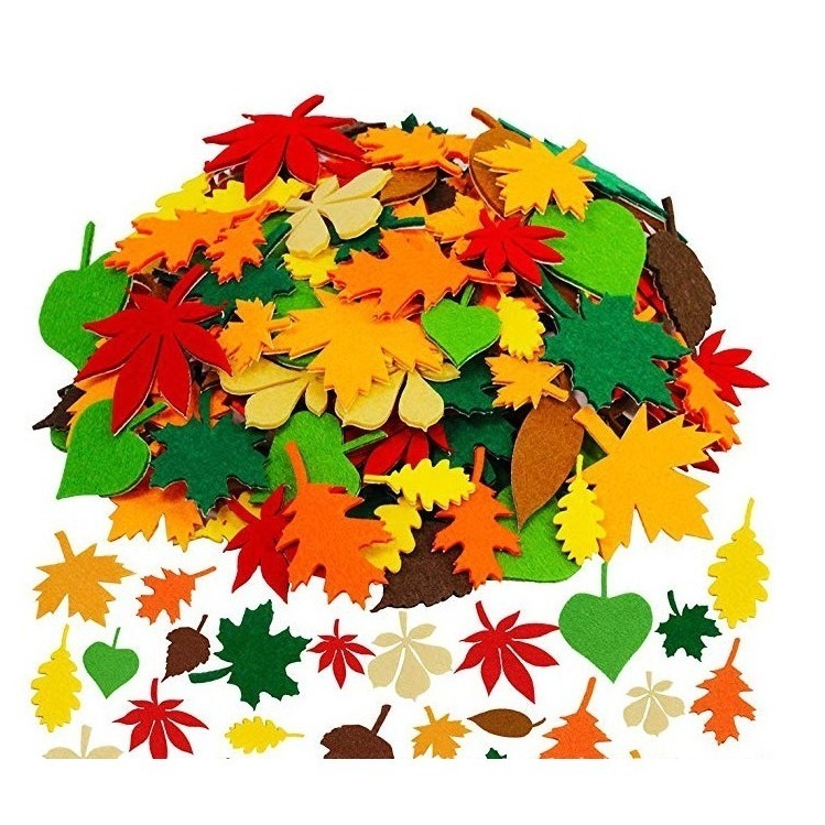秋天樹葉不織布造型布片(有背膠)感恩節-細節圖2