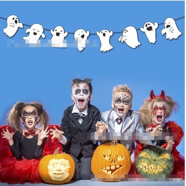 萬聖節可愛白色小鬼拉旗-細節圖2