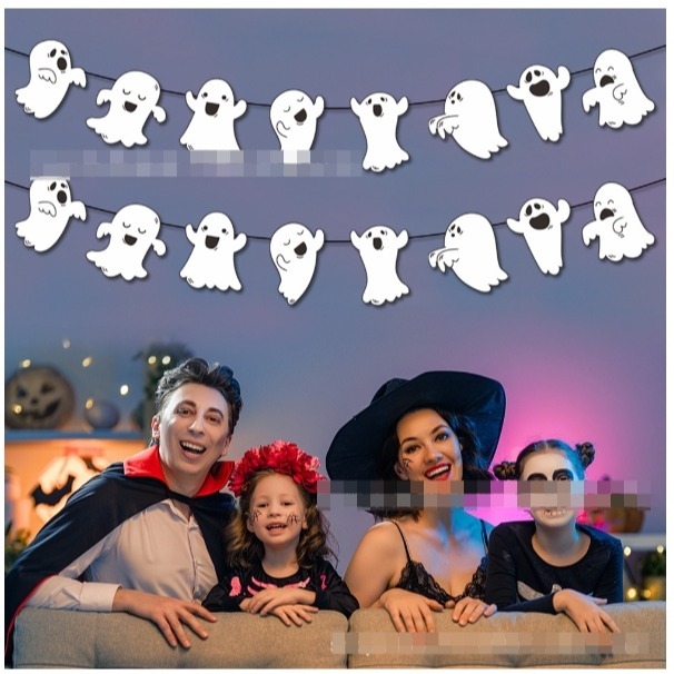 萬聖節可愛白色小鬼拉旗-細節圖3