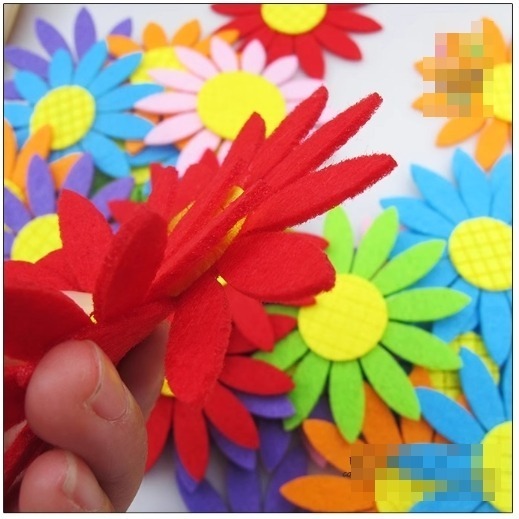 不織布彩色雛菊加厚加大款花朵造型布片(無背膠)(7片)-細節圖3