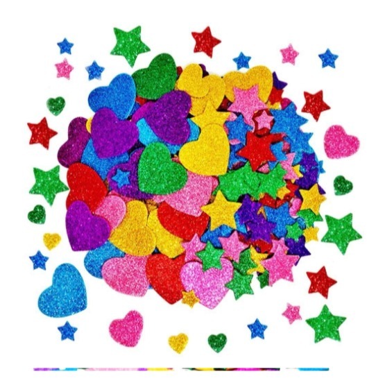 閃亮金蔥愛心造型泡棉貼片(有背膠)(50片)-細節圖3