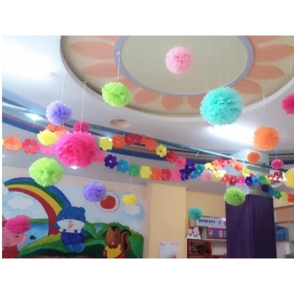 彩色紙拉花空中佈置吊飾(10朵)／④ 環境佈置品-規格圖6