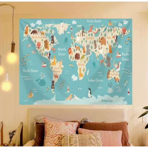 世界地圖背景布派對掛布／④ 環境佈置品-規格圖5