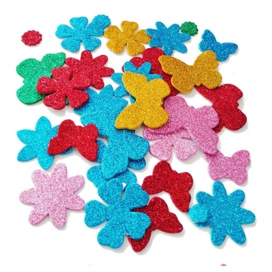 閃亮金蔥春天大花造型泡棉貼片(有背膠)(50片)-細節圖2