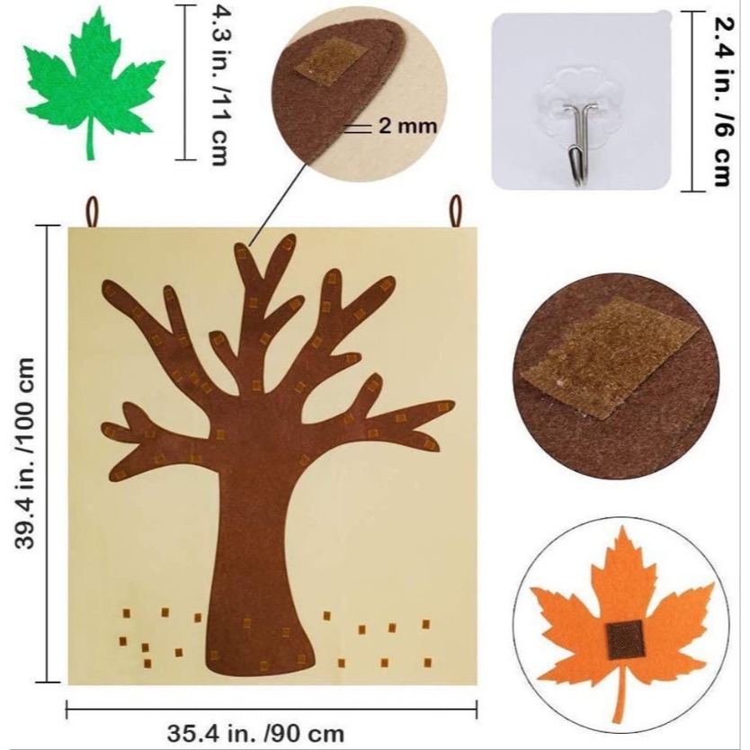 感恩節秋天不織布黏貼大樹教具組-細節圖7