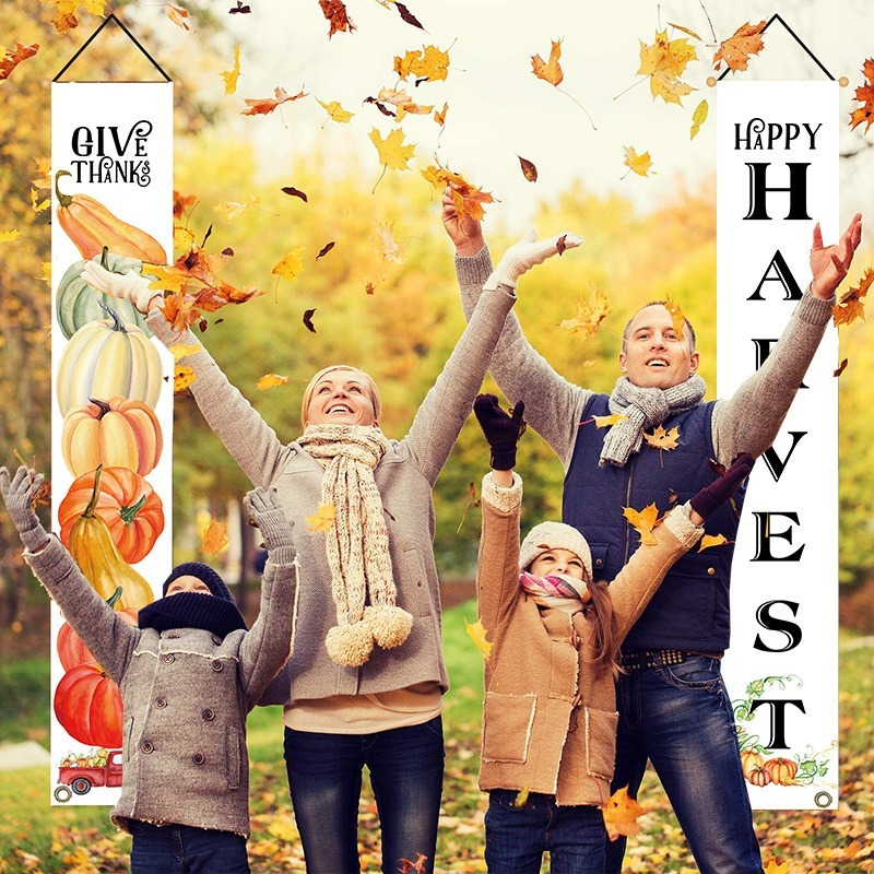 感恩節慶祝豐收直式掛旗南瓜款-細節圖2