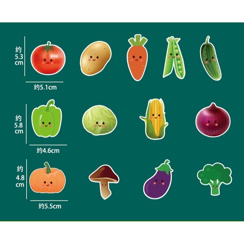 彩色蔬菜水果食物冰箱黑板磁鐵貼-規格圖3
